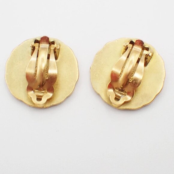 CHANEL CC Logo Earring 95P Clip-On Green Gold GHW Accessory Vintage 87RF631 - Picture 9 of 9